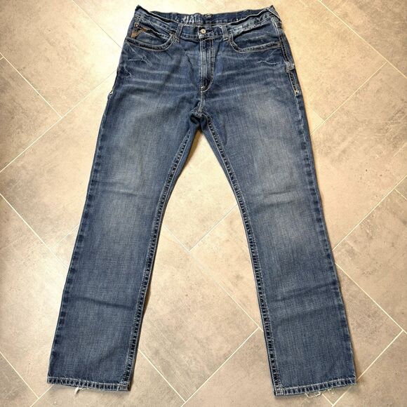 Ariat M4 Low Rise Boot Cut Jeans In Gulch Wash Men 38x36 Cotton - Picture 2 of 15